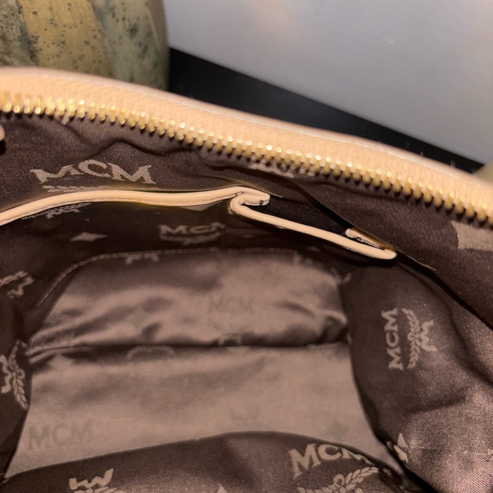 MCM Beige and black Logo Shoulder Bag - Picture 9 of 14